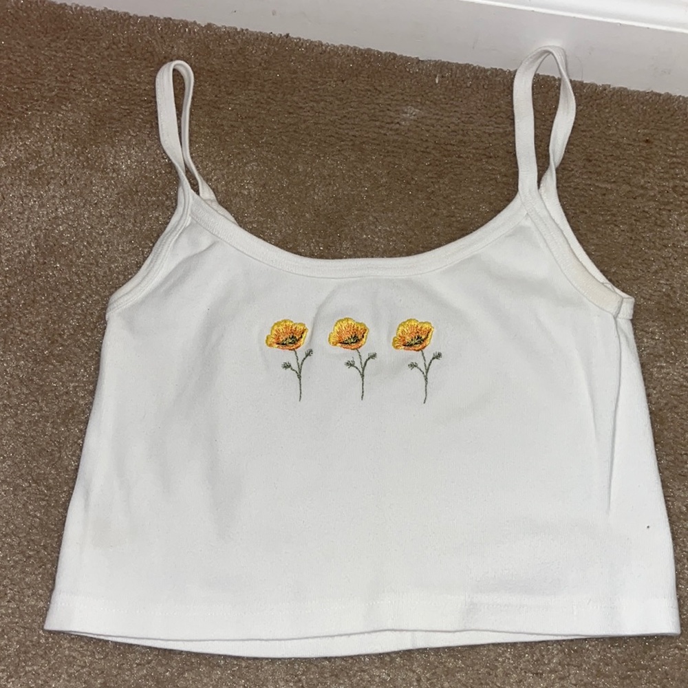 brandy flower cropped tank